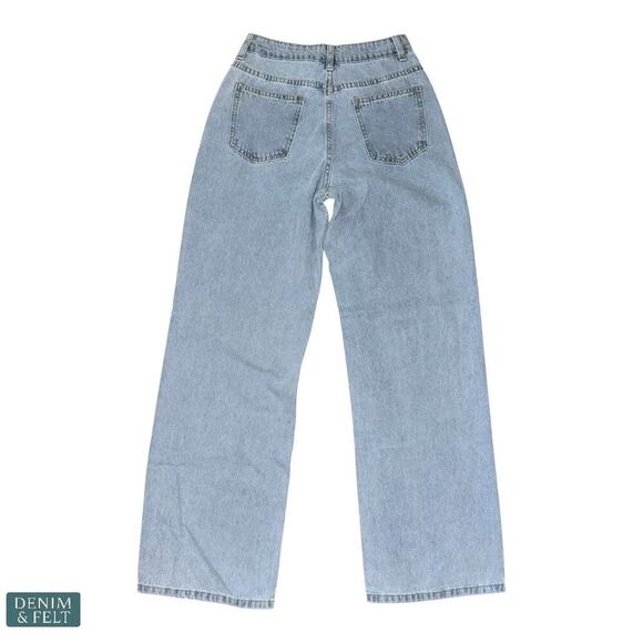 Wide Leg Light Wash Denim Jeans Relaxed Straight Fit Women’s Size XS Casual - Picture 2 of 7